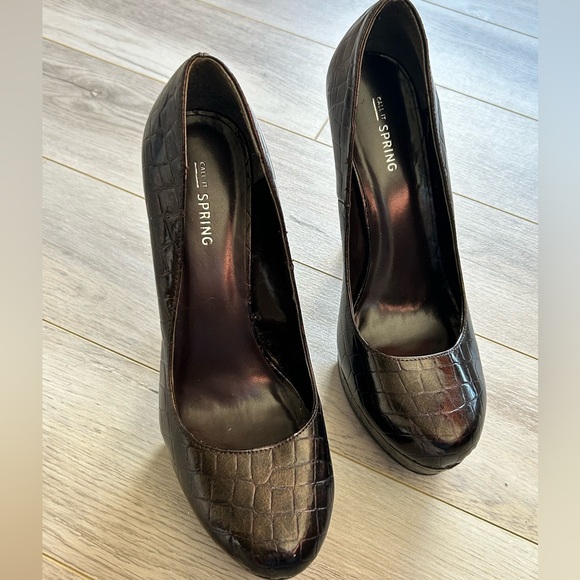 Call It Spring | Brown Croc High Heels - Picture 4 of 9